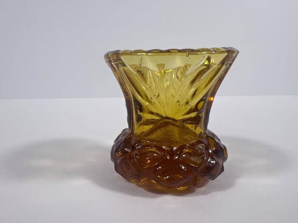 Vintage Amber Starburst Toothpick Holder 2”